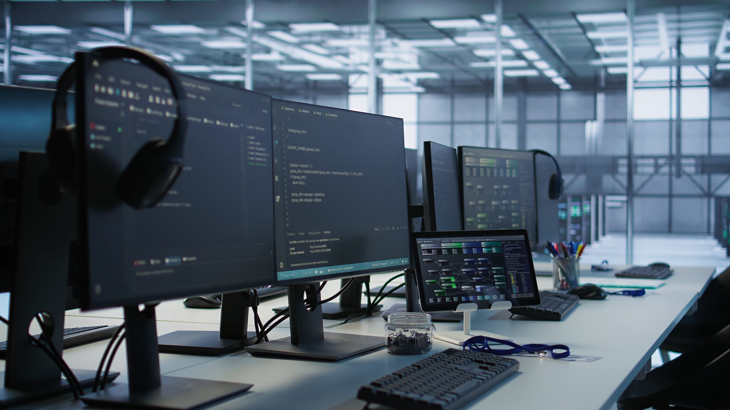 electronic devices in empty data center